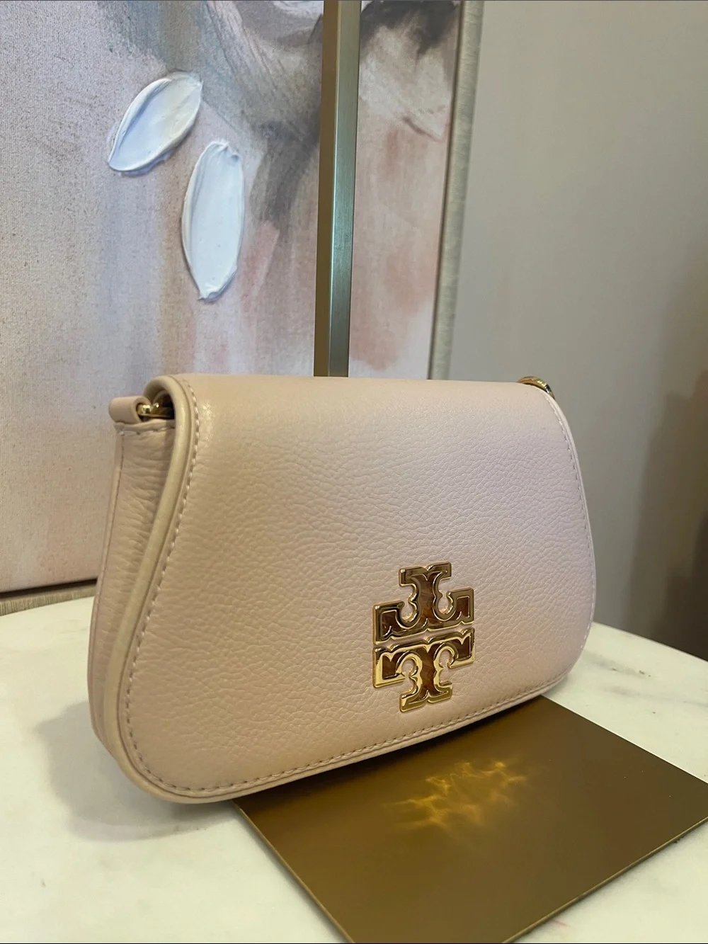 Tory Burch Pebbled Leather Crossbody in Blush